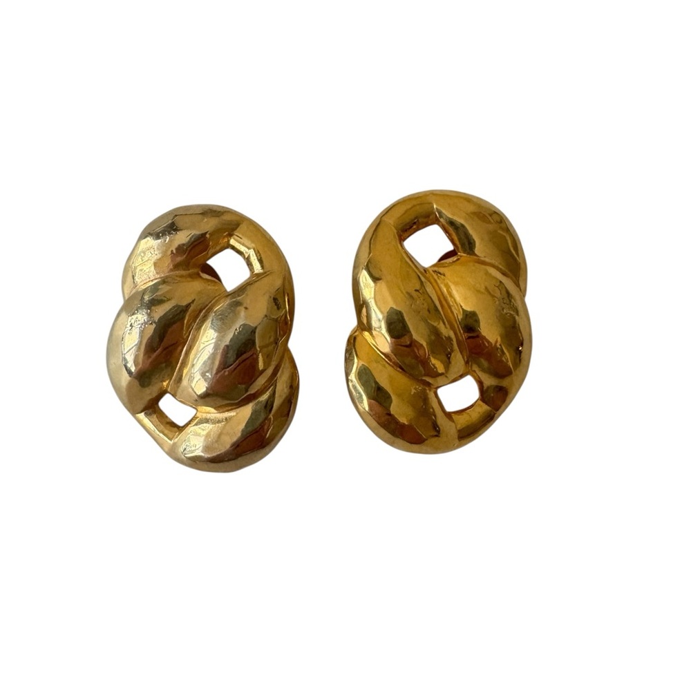 Vintage Gold Knot Clip On‎ Earrings Quiet Luxury Retro